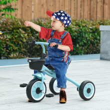 AIYAPLAY Trike W/ Adjustable Seat Basket, Kids Tricycle for 2-5 Years Old, Blue