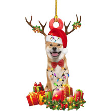 Enfeite de Natal para árvore, pingente rústico estilo fazenda, ornamento de labrador retriever com aparência pintada à mão para decoração de