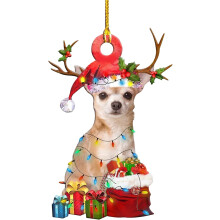 Enfeite de cachorro personalizado para decoração de Natal customizável, decoração natalina de alta qualidade, enfeite de madeira durável para