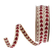 Embroidery Ribbon 10 Yards Per Roll, 10mm Cotton Hemp Heart Ribbon, DIY Christmas Gift Bouquet Packaging, ColorB