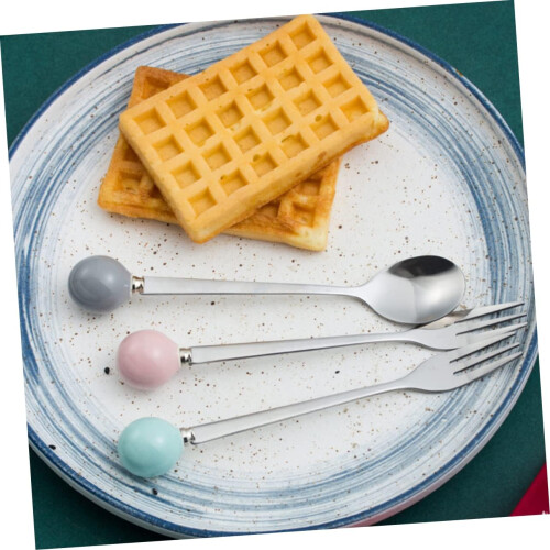 6pcs Mini Fork Ceramic Handle Dessert Forks For Cake Flatware For Home Tableware 2