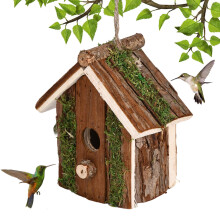 Bird House, Natural Wooden Bird Houses for Garden,  Nesting Box, Warm Boxes for Small Birds, Garden Ornaments