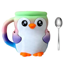 Insulated Penguins Dessert Holder-Colorful random with1 spoon