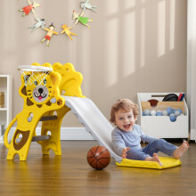 AIYAPLAY 2 in 1 Kids Slide for Indoor Use with Basketball Hoop for 18-36 Months