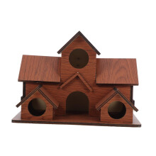 Decorative Wooden Bird House with 6 Holes for Outdoor Garden Bird Nesting Box Weather Resistant Enhances Outdoor Decoration