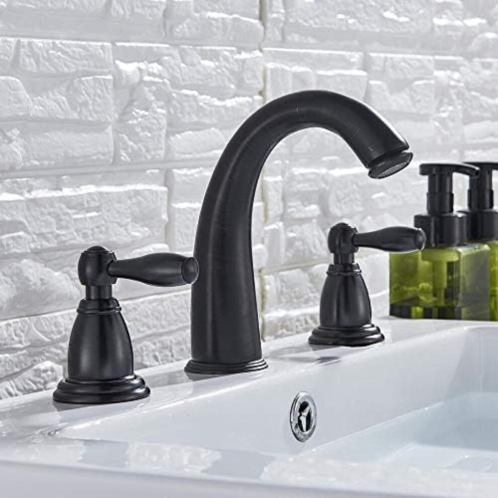 Black Bronze Double Handle Hot And Cold Water Mixer Washbasin Faucet 9067246275983
