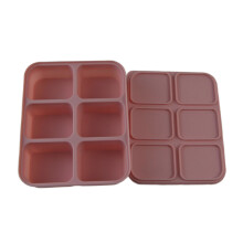 Premium Silicone 4/6/12Grids Ice Cubes Tray With Cover,-Pink 6