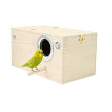 Nesting box for budgies – Nesting box for parrots made of wood  Premium breeding house for birds, perches and finch nest with attached perch