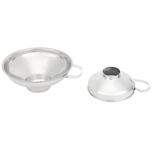 Hangable Design Stainless Steel Funnel, Solid Filtering Wide Mouth Jars Tool with Rust Resistant Liquid Transfer Function, Dishwasher Safe Kitchen Ess 2