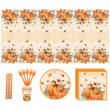 Artículos esenciales para fiestas de otoño: servilletas de papel con diseño de calabaza, resistentes al calor, no tóxicas y desechables, ideales