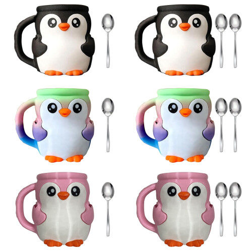 Decorative Penguins Theme Ice Cream-Pink white with 2 spoons 2