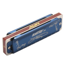 Easttop T008K 10 Hole Blues Harmonica C Key Woodwind Musical Inst ent with Plastic Box Clean Cloth