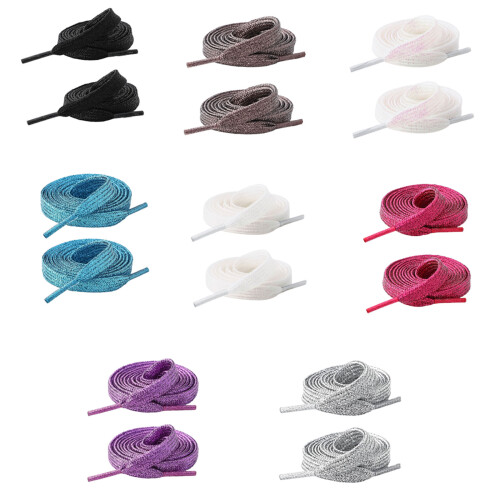 Metallic Color Shoelace Flat Polyester Shoe Lace-Silver 110CM 1