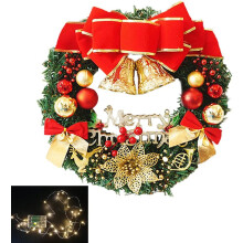 Corona navideña para decoración interior y exterior, fácil de usar con lámpara LED de 3 m, celebración festiva con bola única, decoración