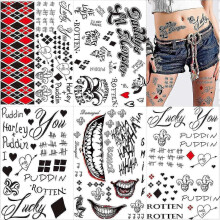 Large-size Tattoos For Suicide Squad Joker Harley Quinn, 5 Sheets Temporary Tattoos Stickers For Har