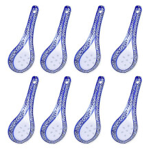 10pcs Chinese Soup Spoons Blue White Porcelain Soup Spoon Ceramic Dinner Tableware