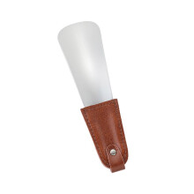 Stainless Steel Shoe Horn With Faux Leather-16 stainless steel