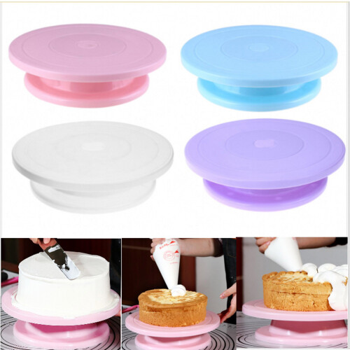 Plastic Cake Decorating Turntable for Pastry Rotating-White 2