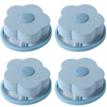 4pcs Flower Shape Washing Machine Hair Removal Laundry Ball Floating Filter Mesh Bag Blue