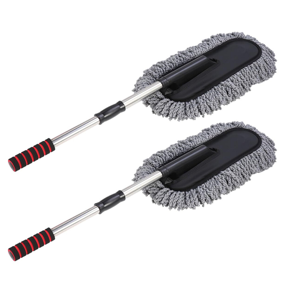 2 Pcs Flexible Handle Car Cleaning Brush With Ergonomic Nonslip Grip For Waxing And Dust Removal Grey 9119770096159