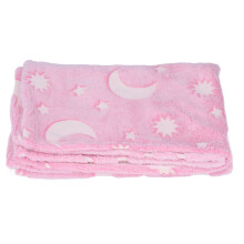 Filt som lyser i mörkret, mysig pläd för alla årstider, presenter till flickor och pojkar, design med uppmuntrande ord, mjuk rosa fleece,