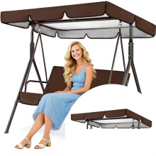 Outdoor Swing Canopy Replacement Patio 600D HeavyDuty RipProof Hammock Coffee 65 X 45 X 5.9 In Waterproof Cover