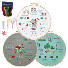 Simple embroidery kits for beginners, 3 sets cross stitch kits, sewing kit for adults