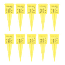 Rain gauge, 10 pieces, rain gauge with numbers, yellow ABS, 3.8 cm, rain gauge for roof, lawn, transparent water measuring device for outdoor use