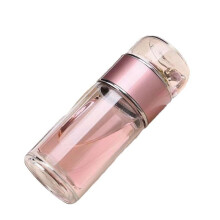 Double Layered Tea Separation Cup 3In1 Glass Tea Infuser With Filter Lid Thick HeatResistant Rose Small 280ml
