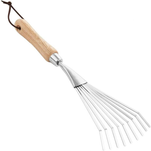 Metalic Hand Rak Garden Hand Rake for Tight Areas, Flexible and Compact Design Stainless ...
