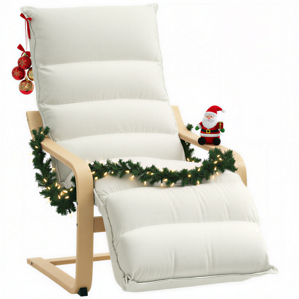 Homcom (Cream) Birch Wood Lounge Chair For Living Room, Bedroom