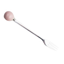 6pcs Mini Fork CeramicHandled Pink Stainless Steel 14.5 cm Dessert Cake Forks For Home Tableware