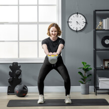 SPORTNOW 4kg Kettle Bell with Handle for Home Gym, Yellow and Grey