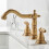 3 Hole Sink Mixer Tap Brass Double Handle 360 Rotatable Antique 1