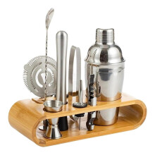 Cocktail Shaker Set Stainless Steel Bartender Kit With Stand 9Piece For Home Or Parties Silver
