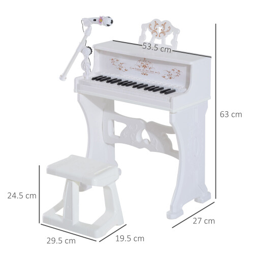 Homcom HOMCOM 37 Key Keyboard Battery Piano Kids Microphone Stool Educational Game 2