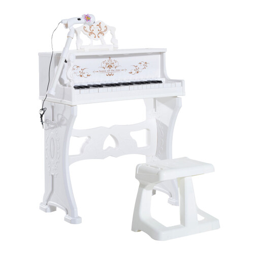 Homcom HOMCOM 37 Key Keyboard Battery Piano Kids Microphone Stool Educational Game 1