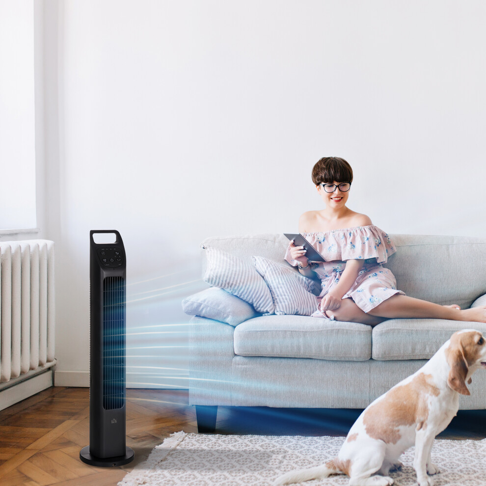 Homcom Oscillating Tower Fan Cooling With Remote, 4H Timer For Home Office