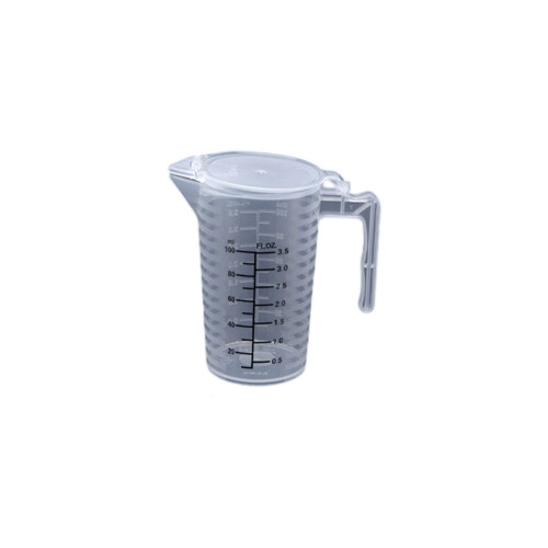 Black engraved measuring cup with dust cover and-Clear 100ml