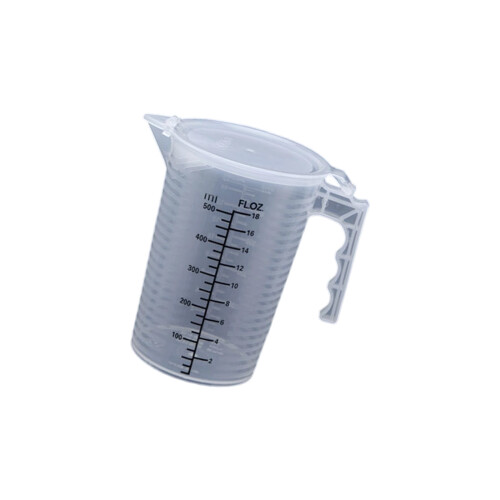 Black engraved measuring cup with dust cover and-Clear 100ml 1