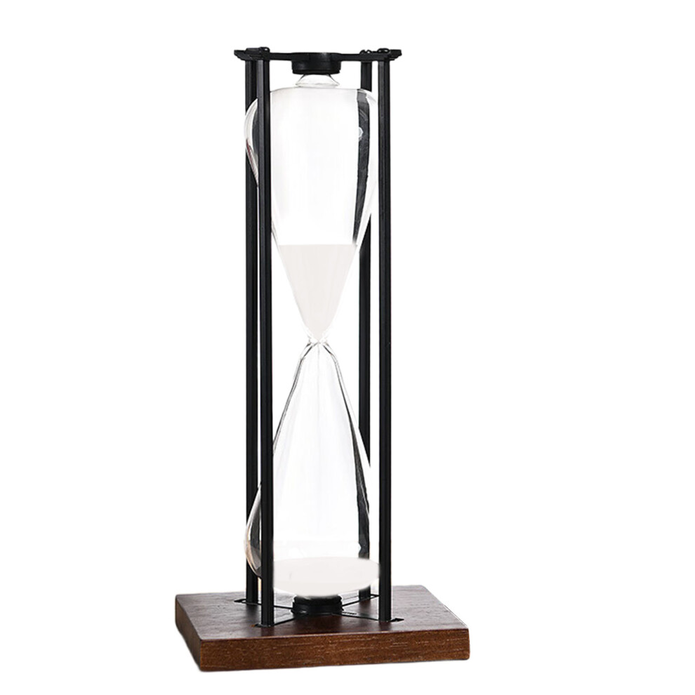 Practical Iron Hourglass Timer Portable Black-Large white sand