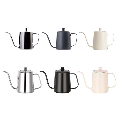 Stainless Steels Pours Over Kettle-600ML white with cov 1