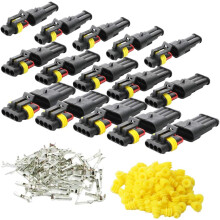 Electrical Wire Connector For Auto Motorcycle Car, Pin Way Waterproof Connector 20-16 Awg Cable Core, Metri-Pack Waterproof Connector Quick Lock, Temp