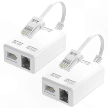 ADSL RJ11 to BT Plug Broadband Internet Microfilter Splitter Adapter, 2 Pack, Male to Female Connection for Internet and Phone Line Use