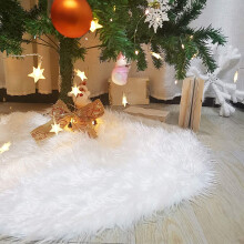 Vánoční dekorace Elegantní bílá, nadýchaná dlouhá kožešina Měkká Sněhurka Luxusní umělá kožešina Průměr 90 cm Vánoční sukně