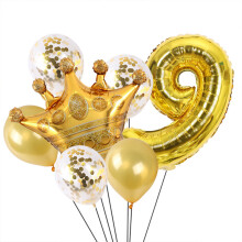 Ensemble de ballons dorés « Joyeux anniversaire », ballons couronne dorée, décorations de princesse, adhésif statique pour confettis,