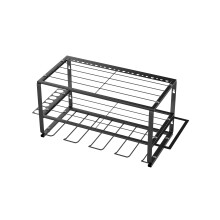 Heavy Duty Wall Mounted Tool Storage Rack 3 Layer Power Tool Shelf with 4 Drill Holder,Garage Organizer for Power Tools Floating Tool Shelf Wall Mount