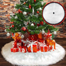 Saia para árvore de Natal em pele sintética, ideal para decorar casa, escritório e espaços exteriores. Tapete branco macio para uso durante todo