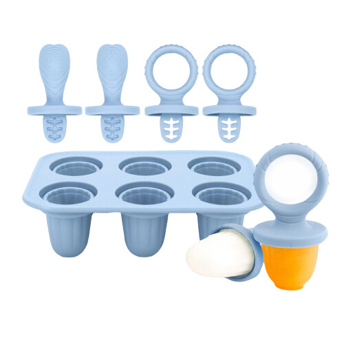 6 Piece Teething Ice Cubes Silicone Tray For-Gray blue Model A