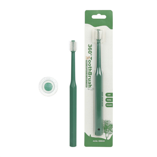 Soft Bristle Pet Tooth Brush Dog Teeth Deep-Green Circular